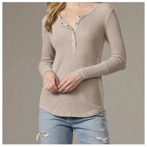 SPLENDID Forever Long Sleeve Thermal Fitted Henley Y2 Bella Swan Elena Tawny Med